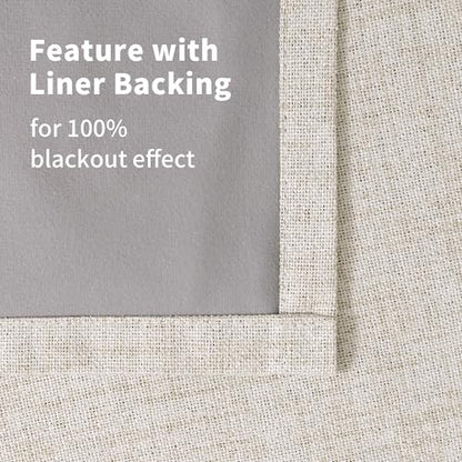 YoungsTex Linen Blackout Curtains 45 Inch Long for Bedroom 2 Panels - color: Linen, size: 42"W x 45"L (Pack of 2)