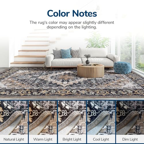 Lessymo 2 x 3 Entryway Rug, Washable Boho Area Rug for Bedroom, Black Brown - color: Black Brown, size: 2' x 3' (Rectangular)