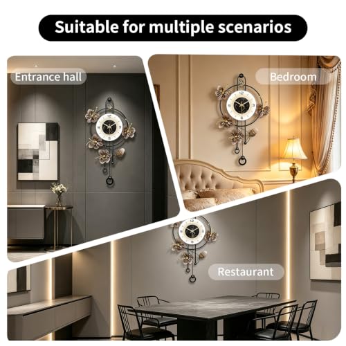 Large Wall Clock Silent Quartz Pendulum Modern Wall Decor 18.8x29.5in - color: White