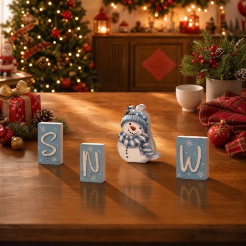 Smile Christmas Snow Winter Wooden Tabletop Decor - style: Letter Snow