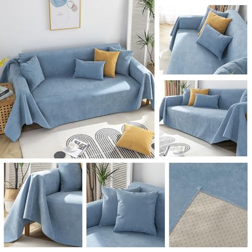 STACYPIK Waterproof Blue Couch Cover for Pets, Anti-Cat Scratch Sofa Cover - color: A-waterproof-sky Blue, size: Medium Size(71" X71")