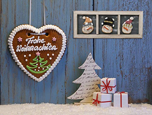 Attraction Design Wood Snowman Wall Decor Hanging Christmas Sign, Rustic Snowmen Decoration Wall Art Wooden Holiday Decorative Sign Hanging Xmas Décor 16.8X6.6in