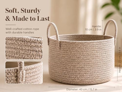 Big Gift Basket Empty Kit, Large Woven Rope Storage Basket, Beige - color: Natural Brown, size: Large