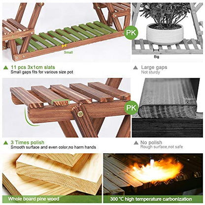 Wood Plant Stand for Multiple Plants Shelf Indoor 6 Tiered Triangle
