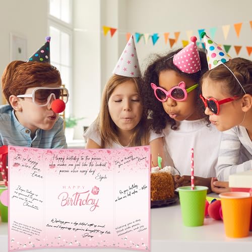 Crenics Pink Happy Birthday Guest Signature Book Alternative 18" x 12" - color: Pink - 2