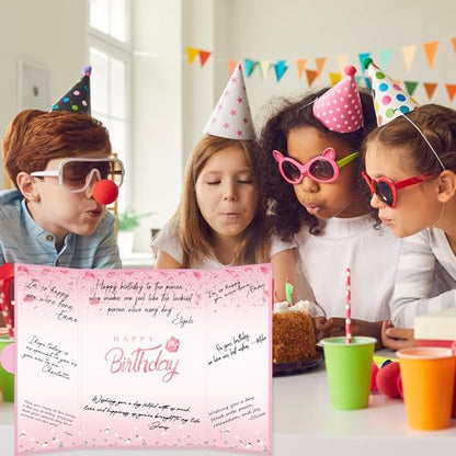Crenics Pink Happy Birthday Guest Signature Book Alternative 18" x 12" - color: Pink - 2