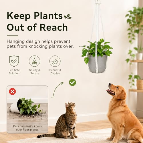 Artilady Macrame Hanging Planters Indoor Plant Hanger, Ivory White - color: White C