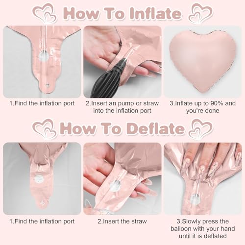Baby Pink Heart Foil Balloons,12Pcs 18Inch Heart Shaped Balloons - color: Baby Pink