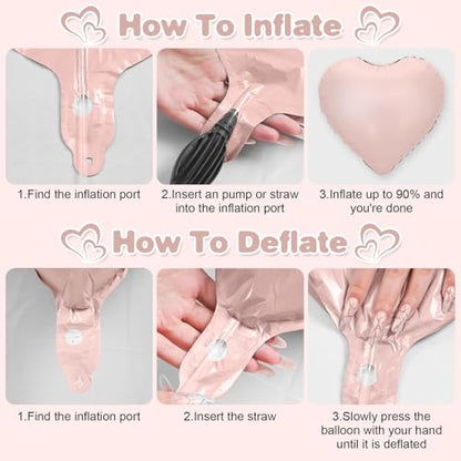 Baby Pink Heart Foil Balloons,12Pcs 18Inch Heart Shaped Balloons - color: Baby Pink