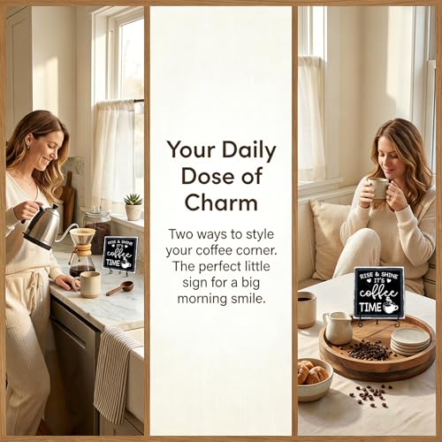 Funny Coffee Bar Decor, 5"x5" Coffee Bar Sign - color: Matte Charcoal Gray