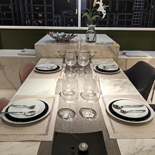 Placemats Set of 4 for Dining Table with Hollow Edge Design- Table Mats 12x 18 Inch, Cloth Place mats Machine Washable (Beige 4pcs) - color: H-beige, size: 4 pcs