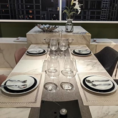 Placemats Set of 4 for Dining Table with Hollow Edge Design- Table Mats 12x 18 Inch, Cloth Place mats Machine Washable (Beige 4pcs) - color: H-beige, size: 4 pcs
