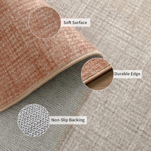 YIHOUSE Mid Century Modern Rug, Washable Non-Slip Low Pile, Brown, 5x7 ft - color: Brown, size: 5' x 7' (Rectangular)