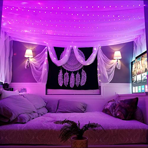 RUICHEN Fairy Lights Plug in, Silver Wire 33 Ft 100 LED String Lights, Pink - color: Pink