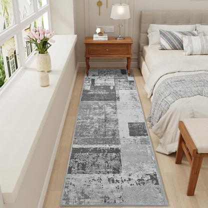LOCHAS Washable Runner Rugs for Hallway 2x8, Non Slip Entryway Rug Runners - color: Grey, size: 2' x 8'(Runner)