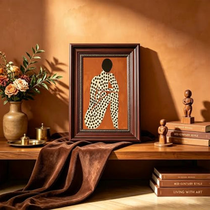 Dark Brown Framed African American Woman Canvas Wall Art 12x16 in - color: Polka Dot African Girl, size: 16"L x 12"W