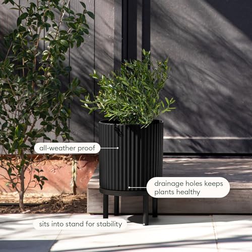 Veradek Demi Series Raised Planter - Round Planter with Stand - color: Black/Black, size: 12 inch - 2 Pack