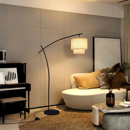 Lightdot Arc Floor Lamp Modern 3000K Dimmable Standing Lamp for Living Room - color: Fabric-Black
