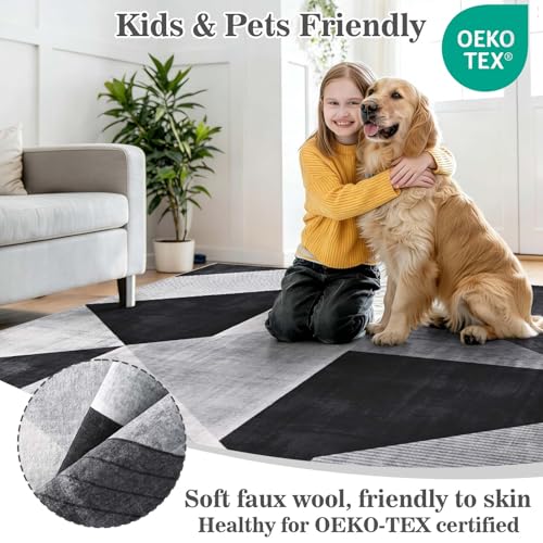 Yinhua Geometric Washable Rugs 3x5 Modern Living Room Rug Washable, Grey - color: Grey, size: 3 x 5 ft