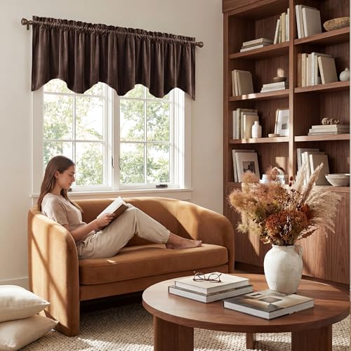 StangH Brown Valance for Windows 52x18 Inch, 1 Panel - color: Brown, size: 52"W x 18"L (Pack of 1)