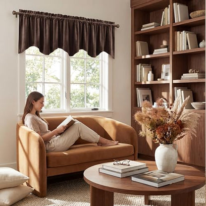 StangH Brown Valance for Windows 52x18 Inch, 1 Panel - color: Brown, size: 52"W x 18"L (Pack of 1)