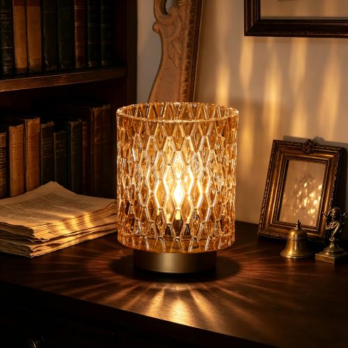 ULAROOM Battery Operated Table Lamp,Cordless Small Accent lamp, Amber - color: Amber-3AA