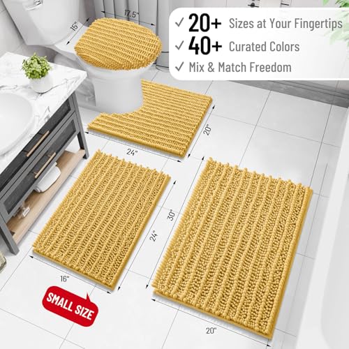Arotive Bathroom Rugs Mat 59x35, Soft Absorbent Chenille Shaggy Bath Mat - color: Yellow, size: 59" X 35"