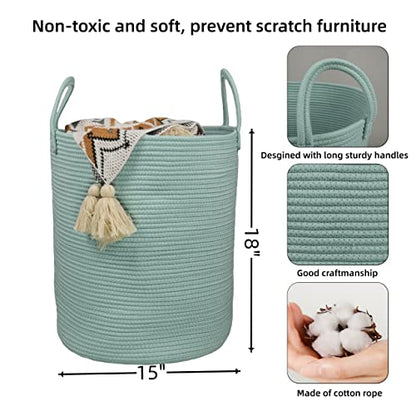 XUANGUO Cotton Rope Laundry Basket Hamper for Clothes Large Light Green - color: light green, size: Regular