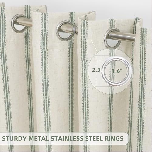 DriftAway Farmhouse Linen Blackout Curtains, Striped, Loden Green - color: G Loden Green Stripe, size: 52"W x 45"L (Pack of 2)