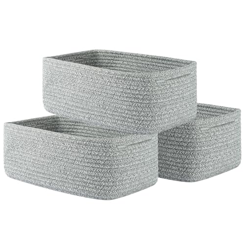 KALLAX Small Woven Storage Basket for Organizing, 13.5x9.5x5 inches, 3 Pack - color: Mixed Grey, size: 13.5"L x 9.5"W x 5"H