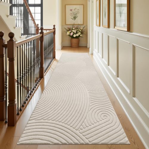 U'Artlines 3x10 Ft Hallway Runner Rug, Washable Neutral Beige Modern - size: 3' x 10' (Rectangular)