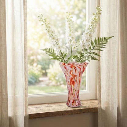 9.0" H Blush Pink Glass Vases for Flower, Unique Hand Blown Glass Vase - color: Blush Pink