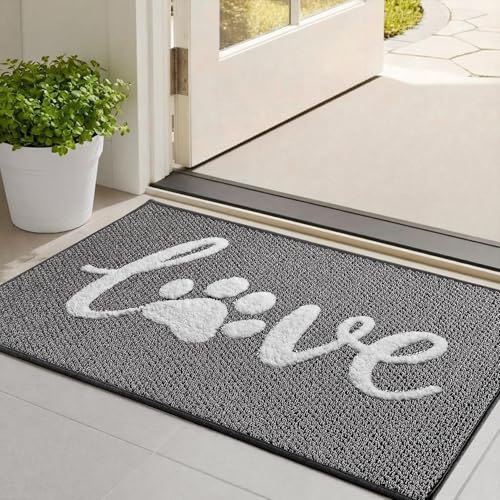 Bulijojo Dirt Trapper Door Mat, 20"x32" Non Slip Entrance Mat Grey - color: Grey, size: 1'8" x 2'8" (Rectangular)