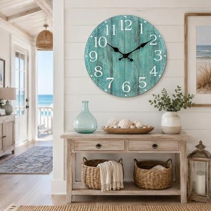 14 Inch Wall Clock, Silent Battery Operated Analog Clock, Teal - color: C-teal, size: 14"