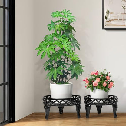 Round Plant Stand Indoor Outdoor, 2 Pack Metal Flower Pot Stand