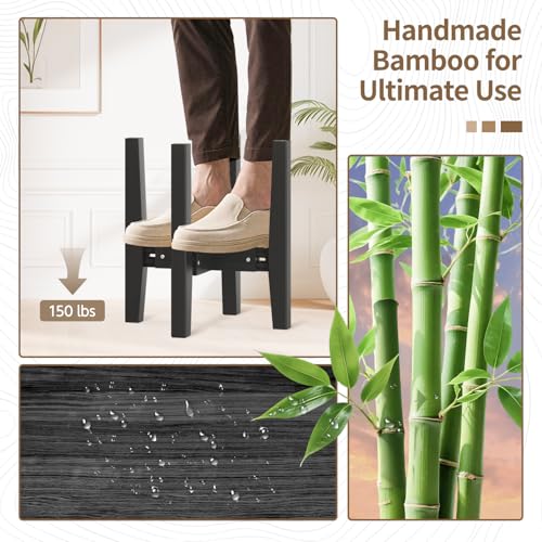 LASZOLA Plant Stand Flower Pot Holder Indoor Adjustable, Bamboo Black - color: 1 Pack Bamboo Black