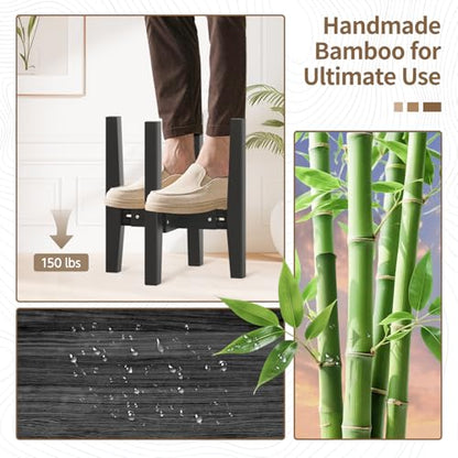 LASZOLA Plant Stand Flower Pot Holder Indoor Adjustable, Bamboo Black - color: 1 Pack Bamboo Black