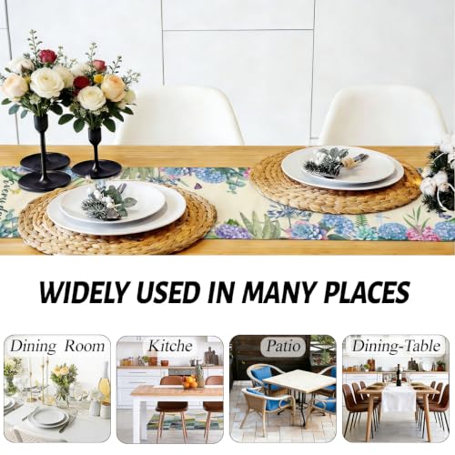 Every Day is A Gift Dragonfly Hydrangea Spring Table Runner 13x72 Inch - color: Floral Butterfly