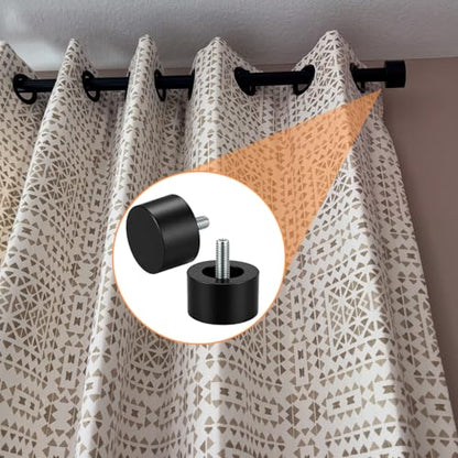 LEIFIDE 4 Pack Curtain Rod Finials Curtain Rod End Cap Finials for Curtains Rods of 7/8 and 1 Inch Diameter (Black) - color: Black