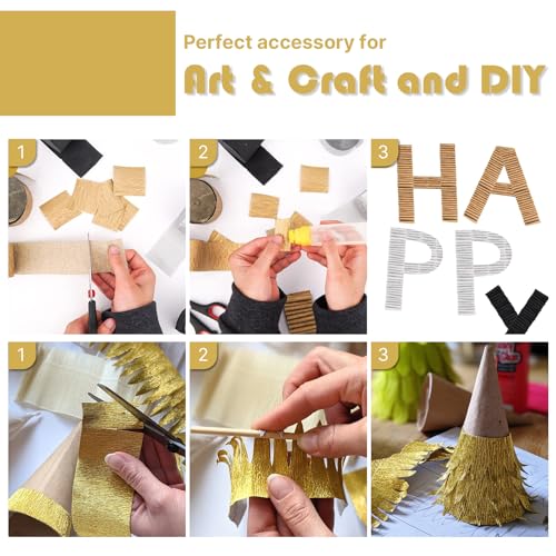 PartyWoo Gold Crepe Paper Streamers 4pcs 328 FT Gold Streamers - color: Gold-9573