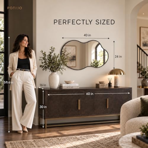 Irregular Wall Mirror 24×40 Inch Black - color: Black, size: 24"L x 40"W