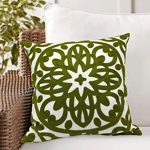 Alysheer Embroidered Decorative Throw Pillow Cover 20"x 20",1pc Olive Green - color: Olive Green, size: 20" x 20" (Pack of 1)
