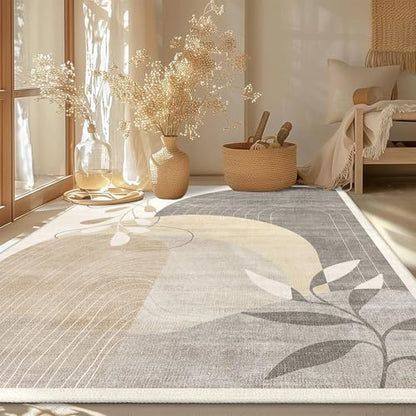 MUJOO 5x7 Area Rugs Washable Low Pile Non Slip Mid Century Modern Large - color: Beige（modern）, size: 5' x 7' (Rectangular)