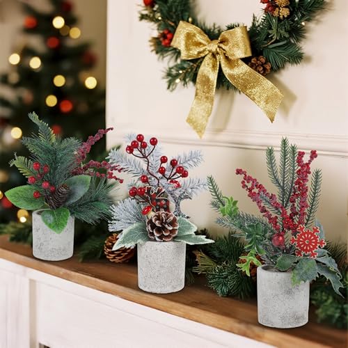 winemana 3 Pack Mini Christmas Trees Holiday Table Decorations for Office - size: Style 7