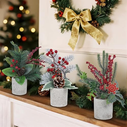 winemana 3 Pack Mini Christmas Trees Holiday Table Decorations for Office - size: Style 7