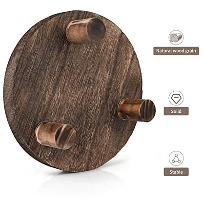 Yangbaga 2pcs Wooden Stool Display Stand, 8.46IN Round Plant Stand Wood-Flower Pot Supports Plant for Indoor Outdoor Home, GardenPatio Decorative