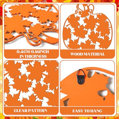 CroBlissful 6 Pcs Fall Pumpkin Wall Decor Autumn Wooden Wall Art - size: 9.45 in, style: Pumpkin