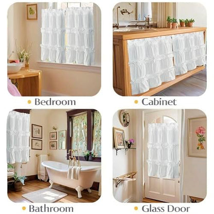 HIG 2 Pack White Handcrafted Window Treatment Tiers Curtains, 30"x36" - color: White, size: 30"W x 36"L (Pack of 2)