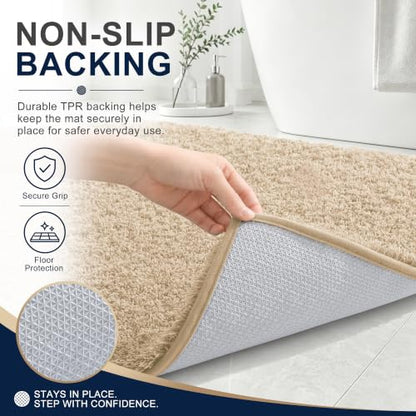 OLANLY Microfiber Bathroom Runner Rugs 47x17, Soft Absorbent Bath Mat, Sand - color: Sand, size: 47" X 17"