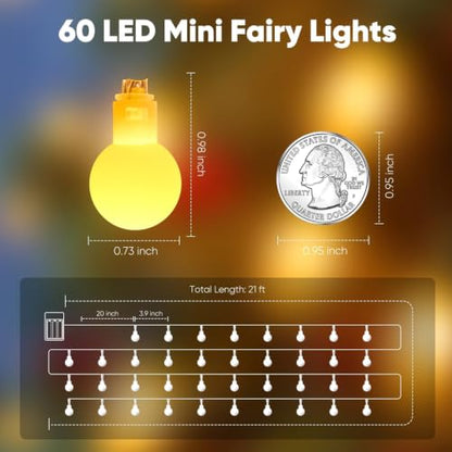 Minetom Battery Operated String Lights, 21FT 60 LED Globe Classroom Lights - color: Warm White, size: 1 Pack